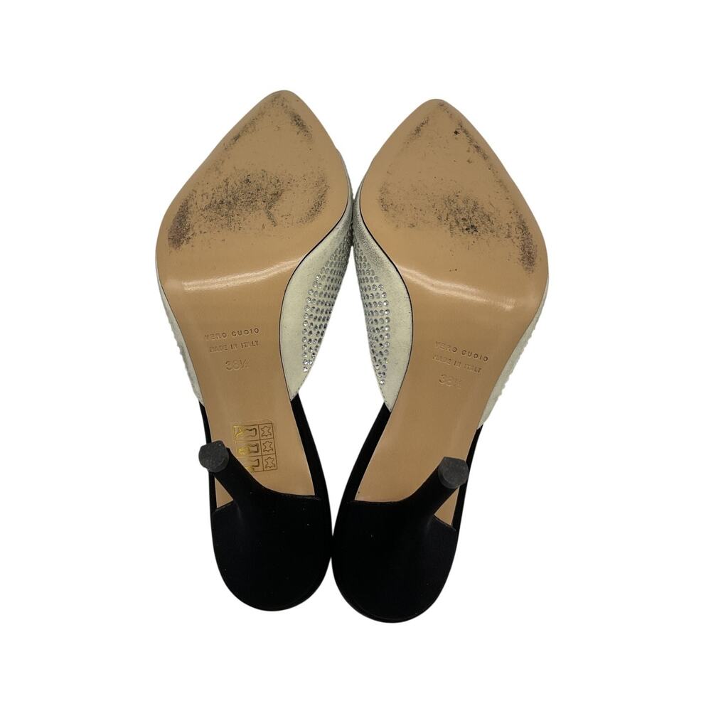 Gia Borghini Embellished Black Peep-Toe Sandals Size 38.5 EU / US 8.5 - Picture 5 of 6